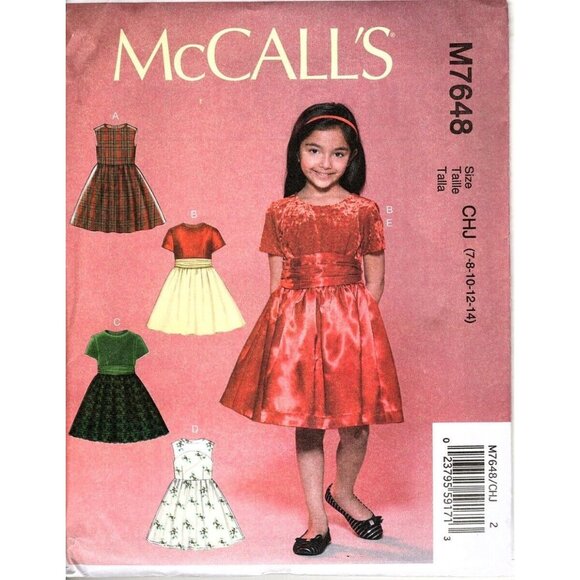 McCall's M7648 Girls 7 to 14 Special Occasion Dresses Uncut Sewing Pattern - Picture 1 of 2